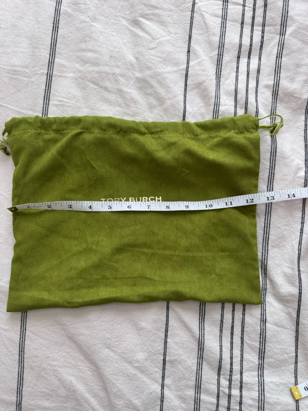 Tory Burch Olive Suede Drawstring Pouch